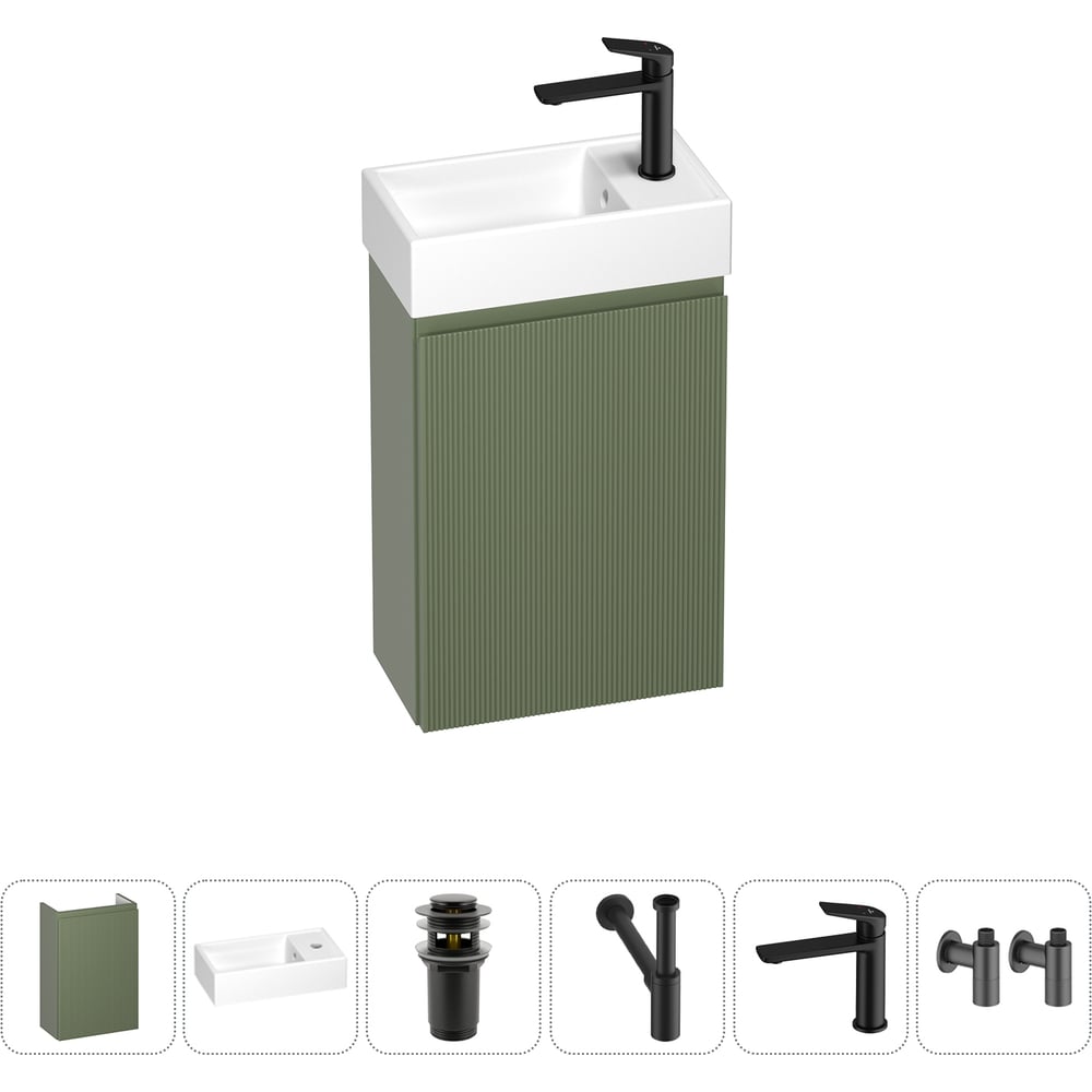 Комплект подвесной тумбы с раковиной для ванной и туалета Wellsee WC Area в наборе 6 в 1 20216890R