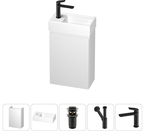 Изображение товара Комплект подвесной тумбы с раковиной для ванной и туалета Wellsee WC Area в наборе 5 в 1 20216876R