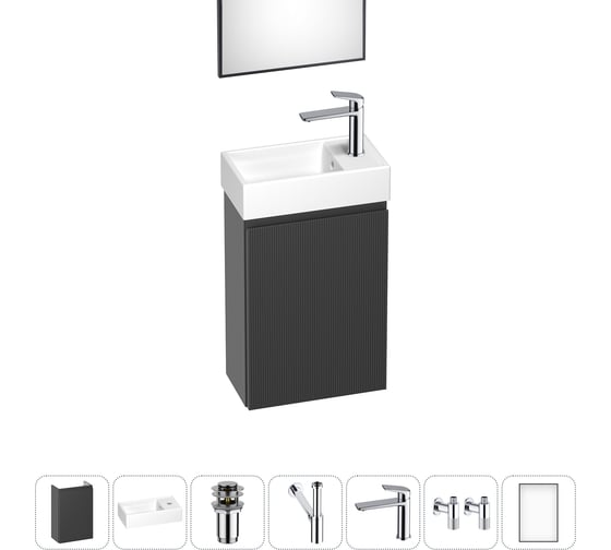 Изображение товара Комплект подвесной тумбы с раковиной для ванной и туалета Wellsee WC Area в наборе 7 в 1 20216902R