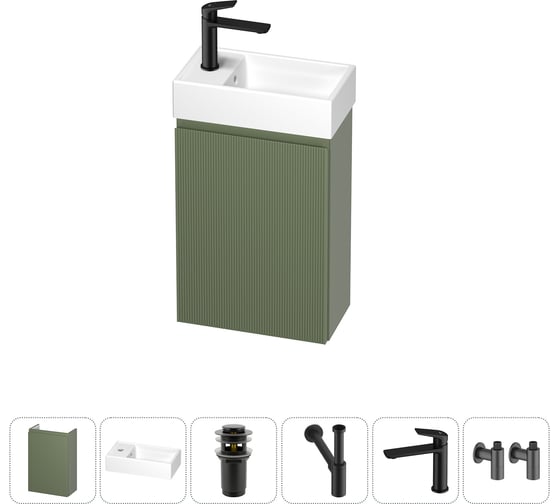 Изображение товара Комплект подвесной тумбы с раковиной для ванной и туалета Wellsee WC Area в наборе 6 в 1 20216900R