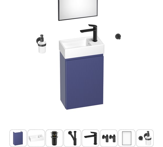 Изображение товара Комплект подвесной тумбы с раковиной для ванной и туалета Wellsee WC Area в наборе 9 в 1 20216949R