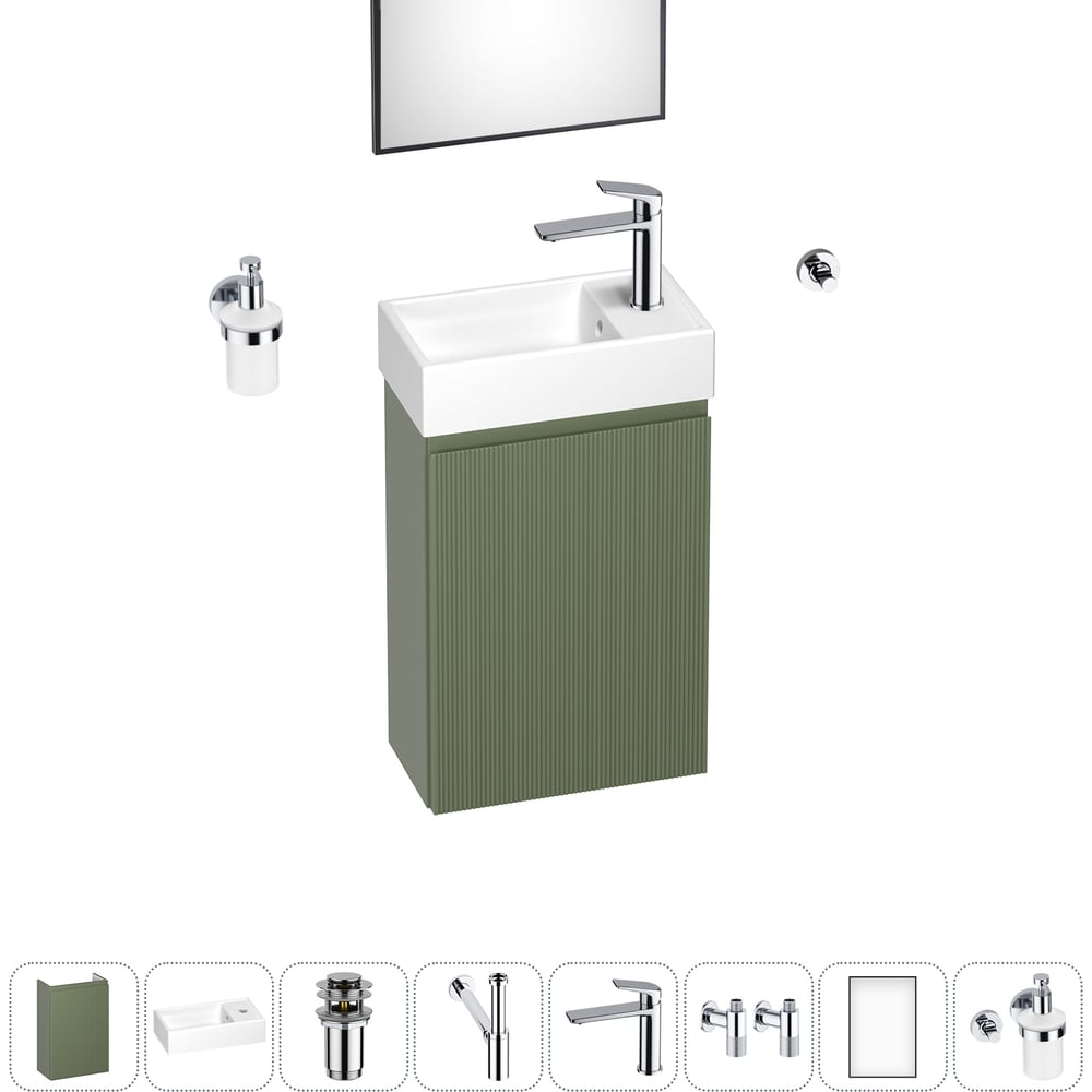 Комплект подвесной тумбы с раковиной для ванной и туалета Wellsee WC Area в наборе 9 в 1 20216945R