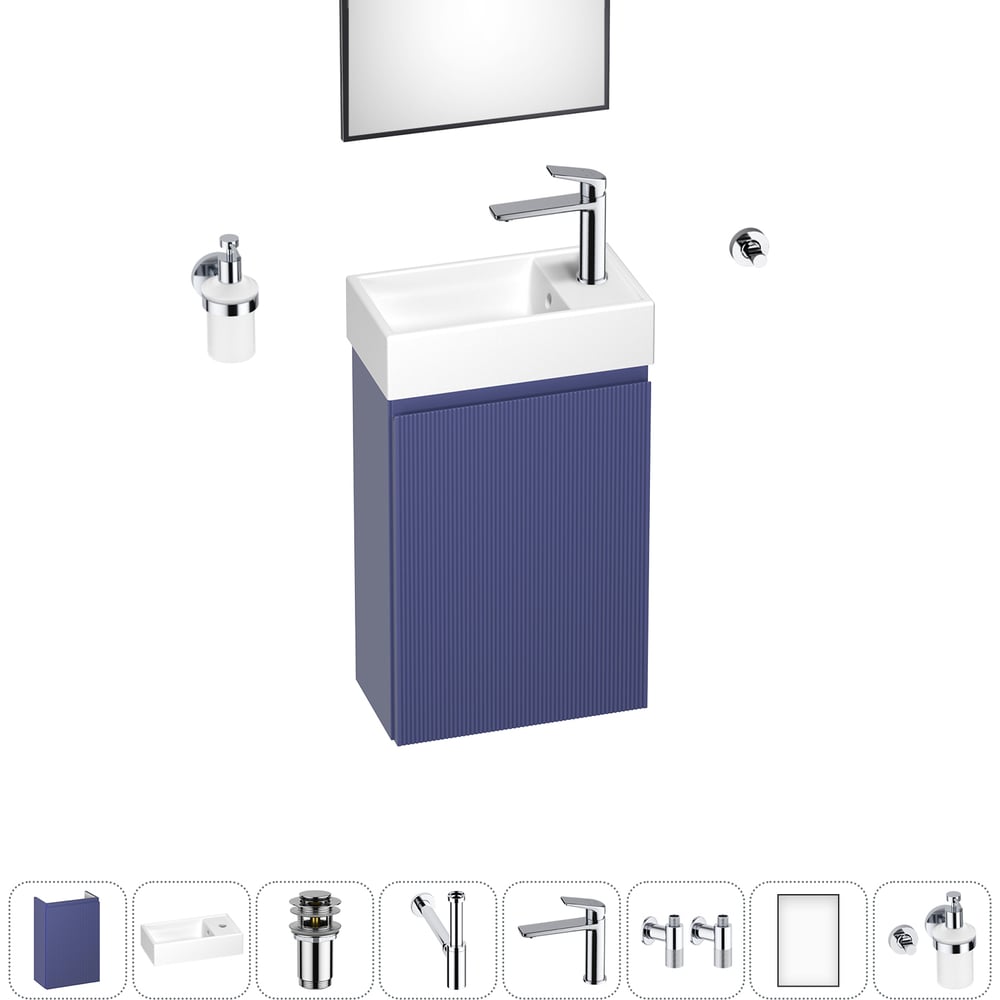 Комплект подвесной тумбы с раковиной для ванной и туалета Wellsee WC Area в наборе 9 в 1 20216944R