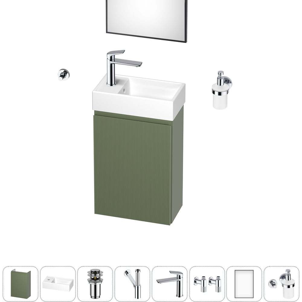 Изображение товара Комплект подвесной тумбы с раковиной для ванной WC Area 20216955R современный дизайн