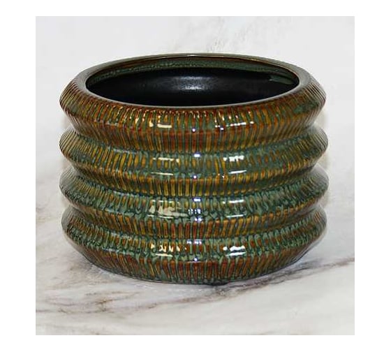 Изображение товара Кашпо SCHEURICH керамика Suafé reactivo colori d145мм h10см коричнево зеленый 072408