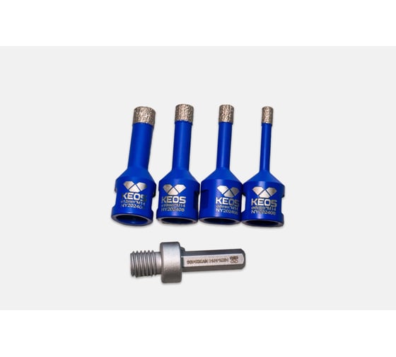 Изображение товара Набор коронок по керамограниту KEOS PRO 6-12мм, M14, с воском, с переходником DCK612M14