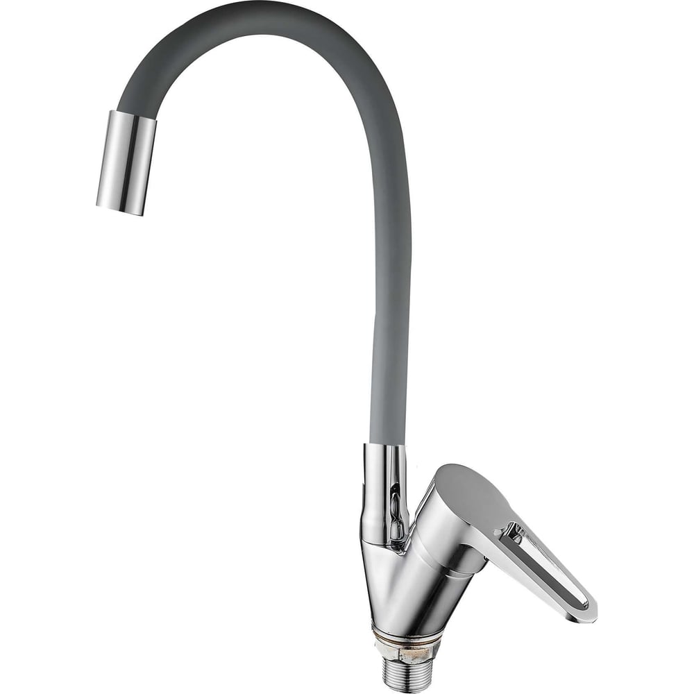 Изображение товара Смеситель для кухни D-Lin с гибким изливом серым, хром D150303-2