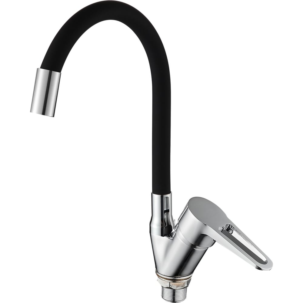Изображение товара Смеситель для кухни D-Lin с гибким изливом черным, хром D150303-1