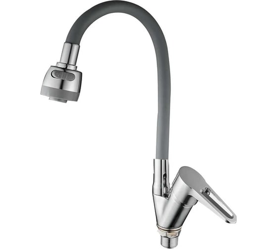 Изображение товара Смеситель для кухни D-Lin с гибким изливом серым, хром D150303-2T