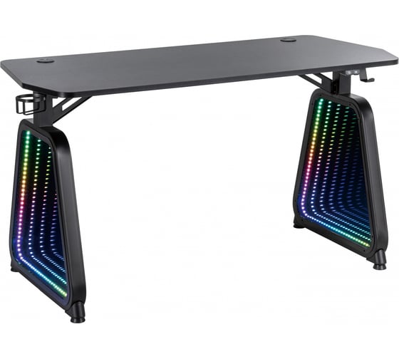 Изображение товара Стол игровой Cactus CS-GMD-BK-RGB столешница МДФ, черный каркас, черный, 136x60x75 см 2004087