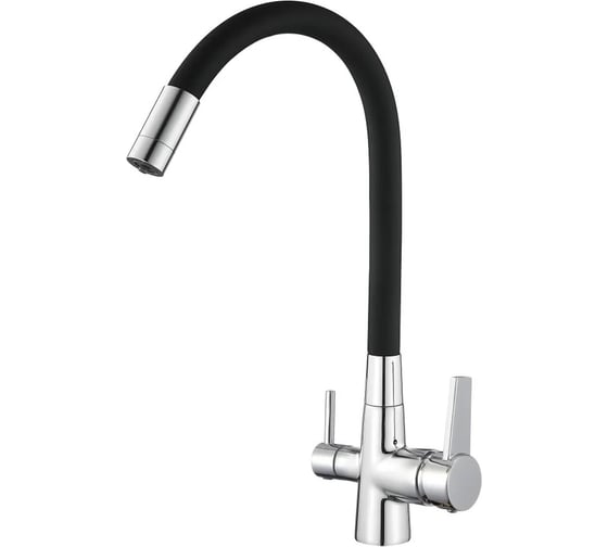 Изображение товара Смеситель для кухни с подключением фильтра питьевой воды и гибким изливом D-Lin черный D159317-1