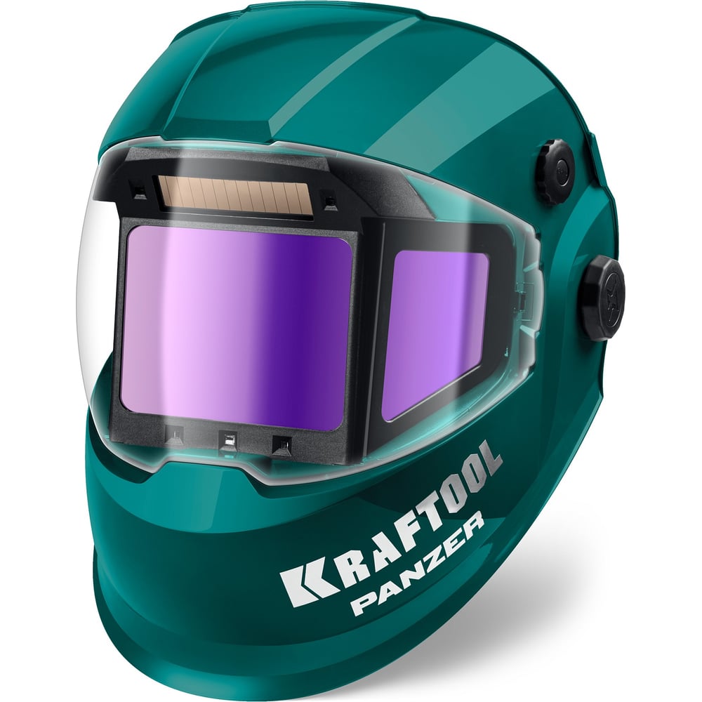 Профессиональная маска сварщика KRAFTOOL для защиты глаз и лица сварщика от прямых излучений сварочной дуги, искр и брызг расплавленного металла, от механических воздействий при выполнении сварочных работ, резки и пайки металла.    