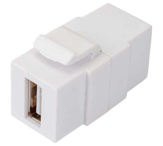 Изображение товара Вставка LANMASTER Keystone USB 2.0, тип A, мама-мама, 180 градусов, белая LAN-OK-USB20-AA/V-WH