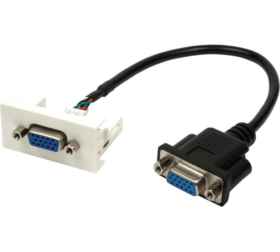 Изображение товара Вставка LANMASTER Mosaic 22.5x45, с адаптером VGA D-SUB HDB-15 мама, со шнуром 3 м LAN-WA-LP-VGA-FF-3.0