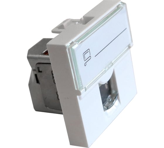 Изображение товара Вставка LANMASTER Mosaic 45x45, RJ-45 STP, категория 6, белая LAN-SIP-23S6-WH