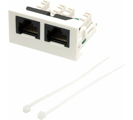 Изображение товара Вставка LANMASTER Mosaic 22.5x45 2xRJ45 Cat.5e, белая LAN-WA-LP-2x45/5E-WH