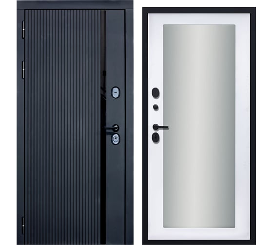 Изображение товара Дверь DIVA ДХ-46 Дверь зеркало 2050x860 Левая Черный кварц - Д20 Белый софт УТ-00082130