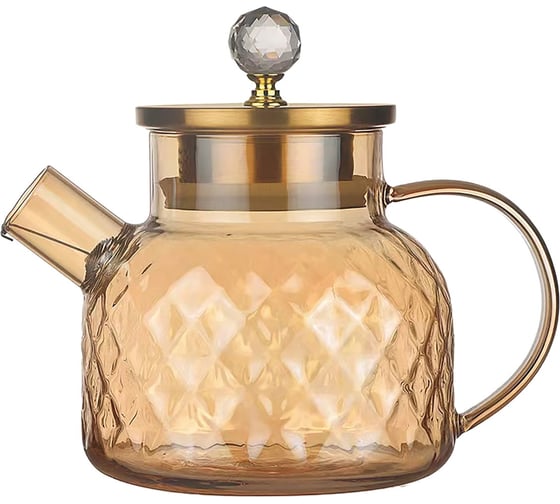 Изображение товара Заварочный стеклянный чайник appetite Crystall Amber Studio 1000 мл, с фильтром, рифленый BMT1000-AM