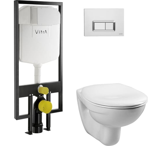 Изображение товара Комплект Vitra: унитаз Normus, сиденье микролифт, панель смыва цвет хром 9773B003-7200