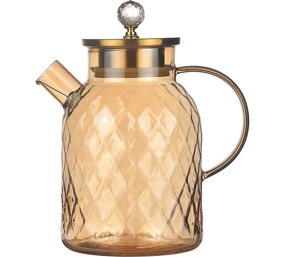Изображение товара Заварочный стеклянный чайник appetite Crystall Amber Studio 1500 мл, с фильтром, рифленый BMT1500-AM