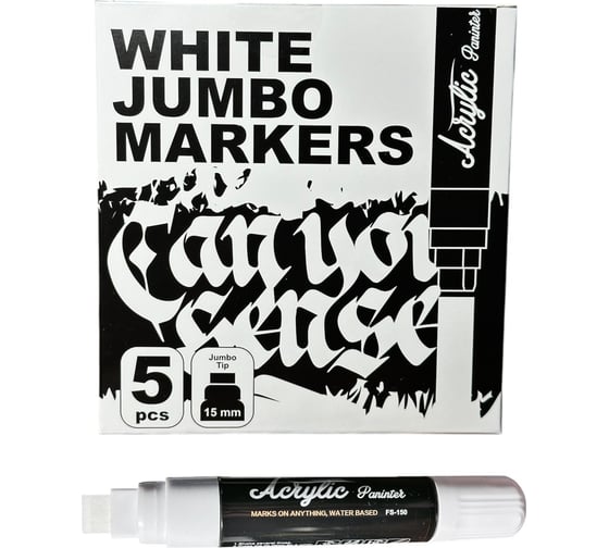 Изображение товара Набор маркеров-краска с широким наконечником Flysea 15,0 мм, Acrylic Painter, 5 шт., цвет белый FS-150 White