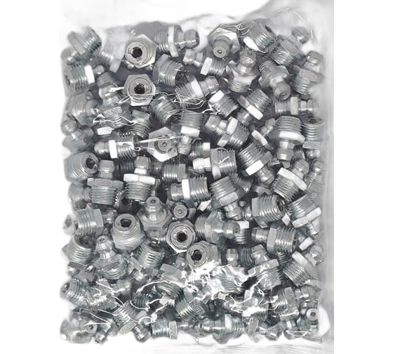 Изображение товара Пресс-масленка прямая MasloSmenka H1 R1/8NPT, комплект 100 шт., оцинкованная сталь, Европейский стандарт DIN71412, 010119-100