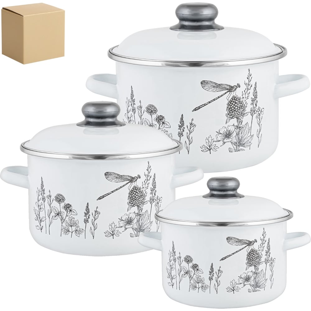 Изображение товара Эмалированный набор Appetite №19 Flora-2, 3 предмета
