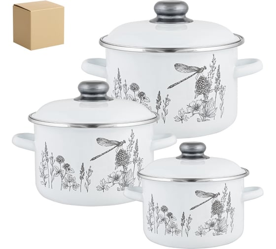 Изображение товара Эмалированный набор appetite №19 Flora-2 3 предмета 1KB191M