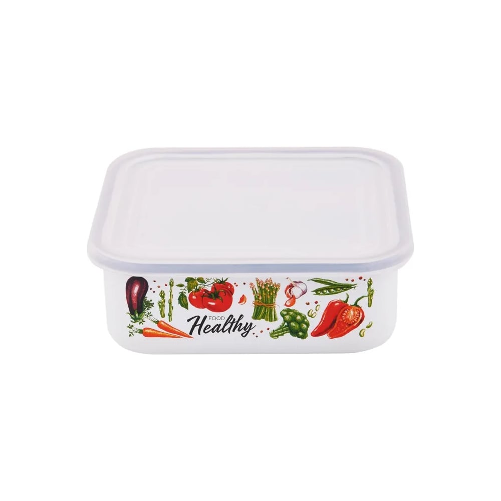 Изображение товара Лоток appetite Veggies эмаль 1 литр квадратный пластиковая крышка