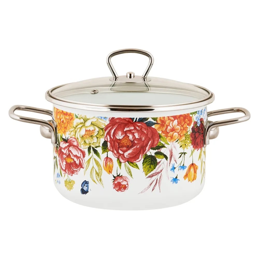 Изображение товара Кастрюля эмалированная appetite Peonies 2л для газовых и индукционных плит