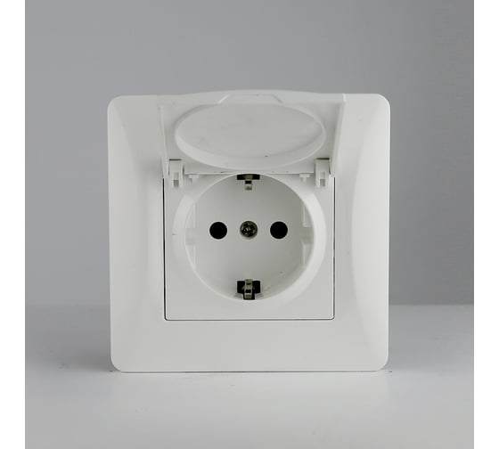 Изображение товара Розетка электрическая 2К+З SPL, с откидной крышкой, 16А, 220-250V (белый) 12 шт. 201002