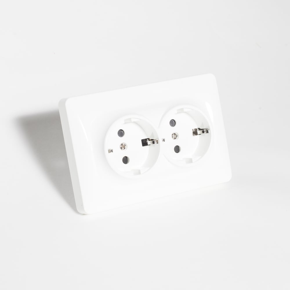 Изображение товара Розетка электрическая 2x2К+З SPL 16А 220-250В белая встраиваемая, 6 шт