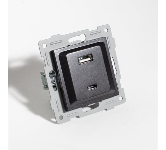 Изображение товара Розетка 2xUSB A/C SPL, 125-250V (антрацит) 12 шт. 201027