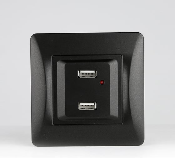 Изображение товара Розетка 2xUSB A SPL, 125-250V (антрацит) 12 шт. 201026