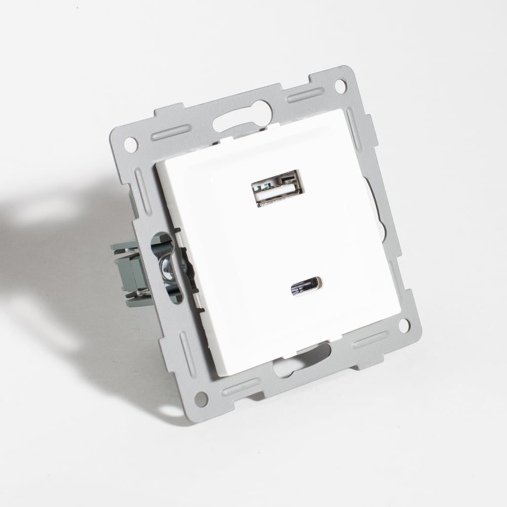 Изображение товара Розетка USB 2xUSB A/C SPL 125-250V встраиваемая белая 12 шт