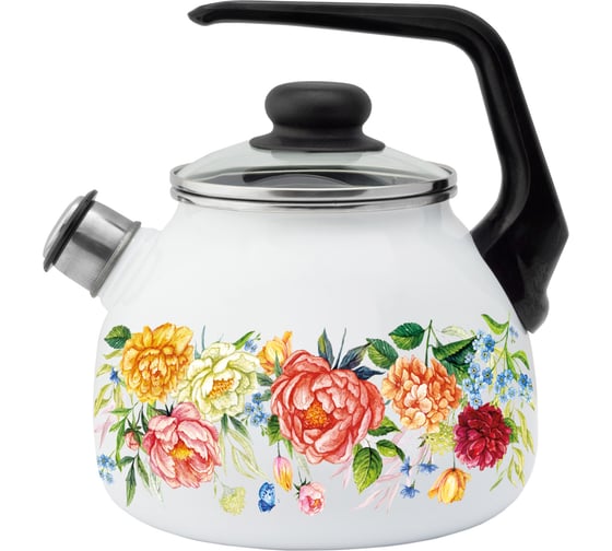 Изображение товара Чайник appetite эмалированная сталь 3 л со свистком Peonies 4с209я
