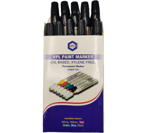 Изображение товара Маркер VPL по металлу и нержавеющей стали Paint Marker черный, упаковка 10 шт. VPLMT6000-BLK