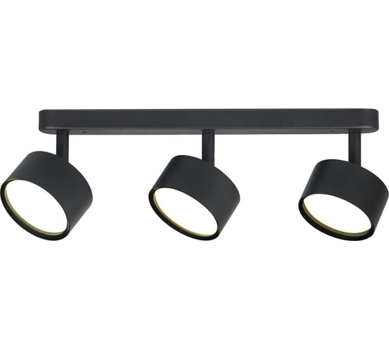 Изображение товара Светильник накладной поворотный truEnergy на тонкой планке под лампы 3xGX53 круг черный/алюминий 21465