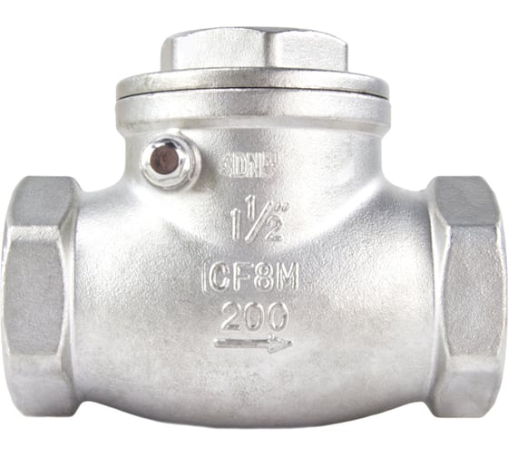 Изображение товара Клапан обратный SCV-316 1 1/2″ DN.ru Ду40 Ру16 муфтовый, поворотный, нержавеющая сталь D100-00497