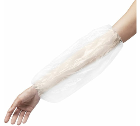 Изображение товара Нарукавники одноразовые прочные ОФИСМАГ Комплект 50 штук (25 пар) Пэ, 24 мкм, 6 г, 25х40 см, Elegreen 608929