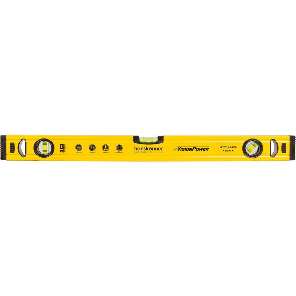 Изображение товара Алюминиевый уровень Hanskonner 600 мм с подсветкой и 3 колбами