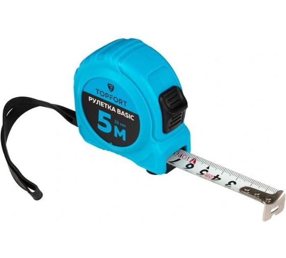 Изображение товара Рулетка TOPFORT BASIC 5мх19мм, пластиковый корпус, 2 стопора 2019127