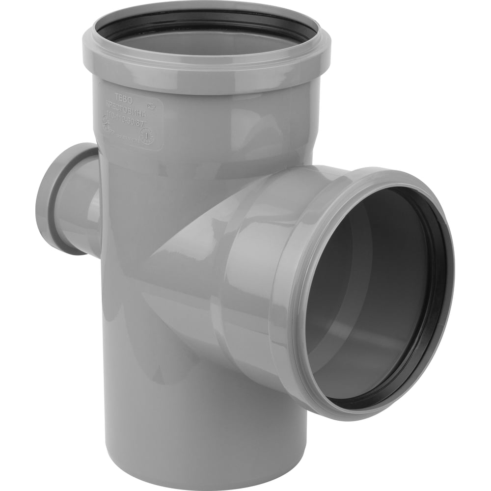 Изображение товара Крестовина внутренней канализации TEBO ПП 110х110х50 87.5 профессиональный фитинг