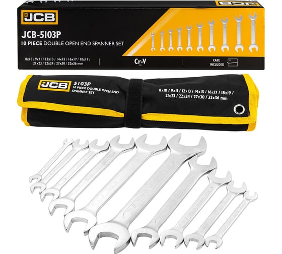 Изображение товара Набор рожковых ключей JCB 10 предметов 5103P(61295)