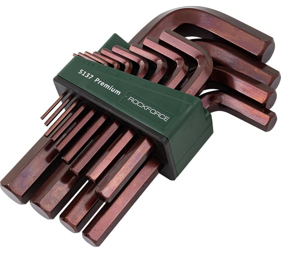 Изображение товара Набор Г-образных 6-гранных ключей Rockforce 2, 2.5, 3-8, 10, 12, 14, 17, 19 мм, 13 предметов RF-5137 PREMIUM(61351)