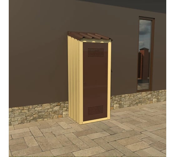 Изображение товара Шкаф для газового баллона Чебоксарский завод строительных профилей СТЭП 50 л, оцинкованный, разборный, 2-х цветный (стены бежевые Ral1014+кровля и дверь коричневые Ral8017) 0102-0018