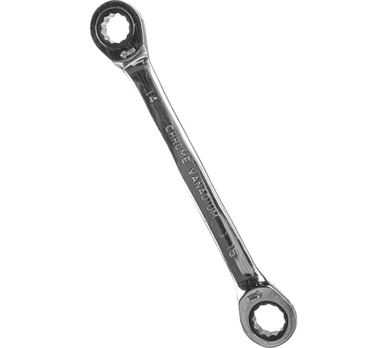 Изображение товара Накидной двусторонний ключ HORTZ 14х15 трещ. хромированный HOR 118853