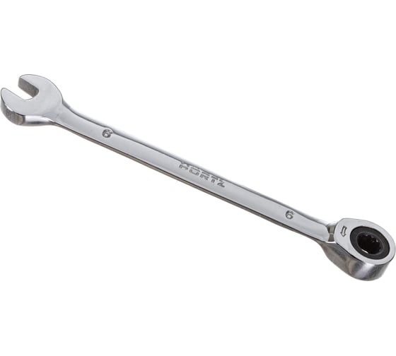 Изображение товара Комбинированный ключ HORTZ трещоточный 6х6 хромированный HOR 132555