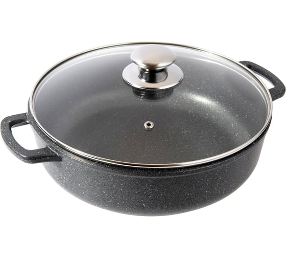 Изображение товара Жаровня Традиция готовить с любовью антипригарное покрытие, литая, 26 см, стеклянная крышка, Кристалл ТКР9263И