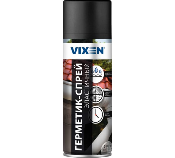 Изображение товара Герметик-спрей Vixen эластичный, черный, аэрозоль 520 мл VX90203